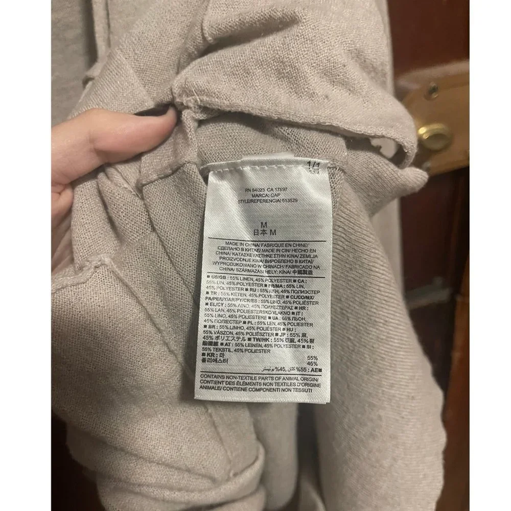 GAP Linen Blend V-Neck Long Cardigan in Clay - Picture 9 of 9